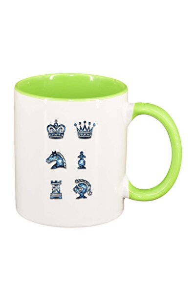 INOVATIX Cana alba personalizata, Chess figures, interior verde deschis, D975...