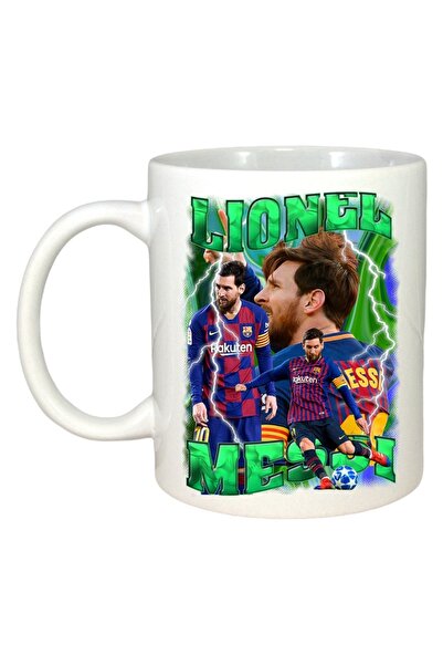 INOVATIX Cana Alba Personalizata, Lionel Messi Ball, Maner Si Interior Alb, ®. 330ml