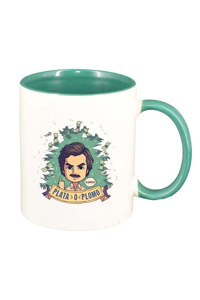 INOVATIX Cana alba personalizata, Narcos - Pablo Escobar, interior verde, D1345, INOVATIX®. 330ml
