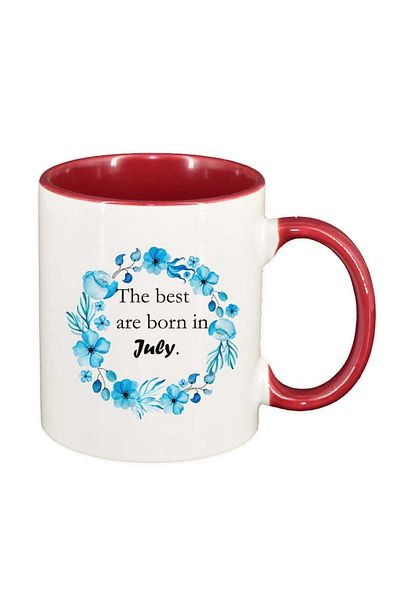 INOVATIX Personalized white mug, Flowers, The best are born in..., red interior, D1068, INOVATIX®. 330ml