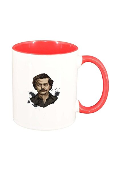 INOVATIX Персонализирана бяла чаша, Наркос - Пабло Ескобар, червена вътрешнос...