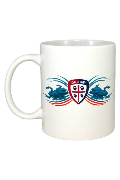 INOVATIX Personalized White Mug, Cagliari Calcio Italy, White Handle and Interior, ®. 330 ml