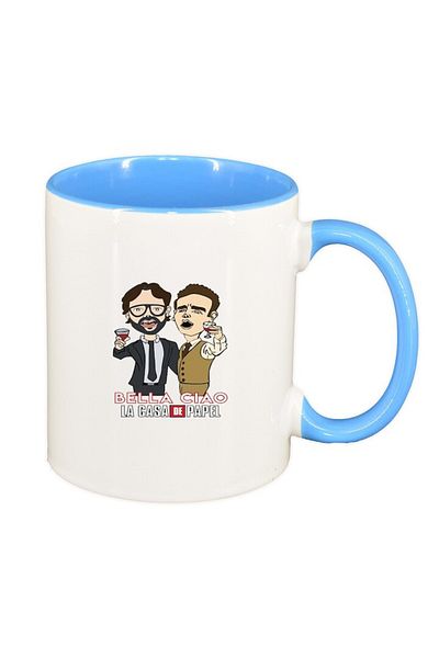 INOVATIX Personalized white mug, La Casa De Papel, blue interior, D1487, INOVATIX®. 330ml