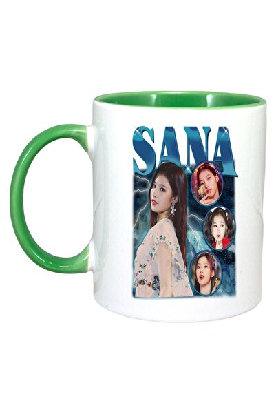 INOVATIX Cana Alba Personalizata, Formatia/trupa Sana 2, Maner Si Interior Verde, ®. 330ml