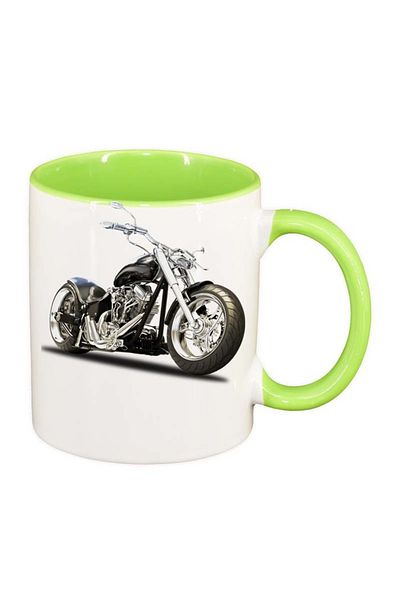 INOVATIX Personalized white mug, Motor, light green interior, D49, INOVATIX®. 330ml