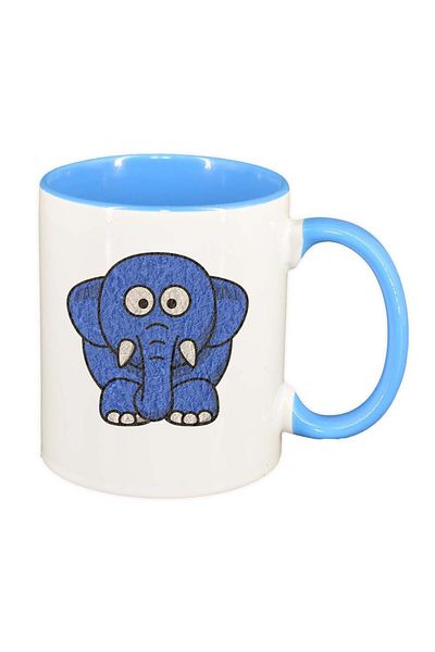 INOVATIX Personalized white mug, Drawn Elephant, blue interior, D988, INOVATIX®. 330ml