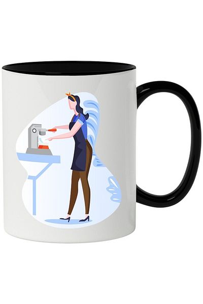 INOVATIX Personalized white mug, Espresso, Coffee, Cup, with Black Handle, INOVATIX®. 330ml