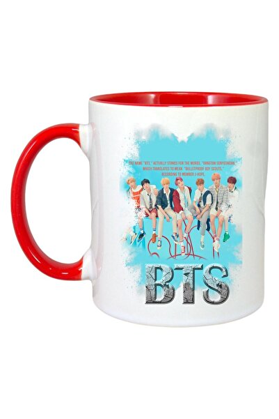 INOVATIX Cana Alba Personalizata, Formatia/trupa Bts 3, Maner Si Interior Rosu, ®. 330ml