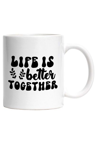 INOVATIX Personalized white mug, message that says life is better together, INOVATIX®. 330ml