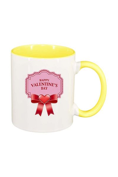 INOVATIX Personalized white mug, Love, yellow interior, D400, INOVATIX®. 330ml