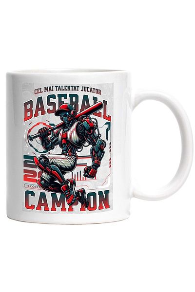 INOVATIX Personalized white mug, Robot Baseball Player - Champion, Talented, INOVATIX®. 330ml