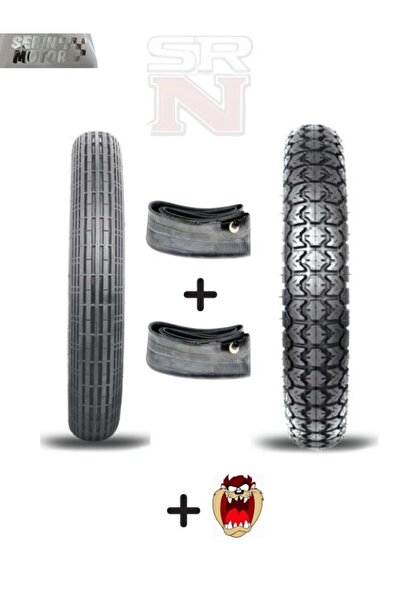 Servis CG 18-18 iç dış Kalın Lastik Seti Ön 2.50x18 Çizgili-Arka 2.75x18 Dişli Set+Tzmnya Sticker