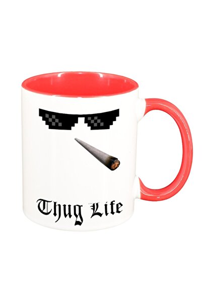 INOVATIX Cana alba personalizata, personalizata, Thug Life, rosu interior, IN...