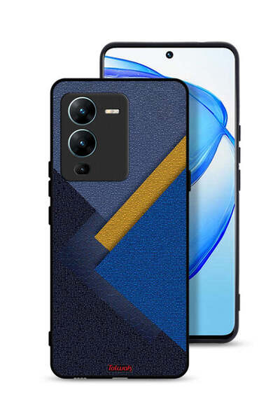 Tolwak غطاء حماية جلدي بنقشة مثلثات لهاتف Vivo V25 Pro 5G