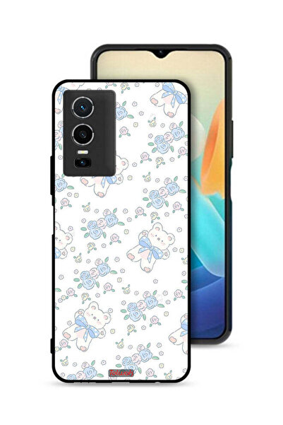 Tolwak غطاء حماية لهاتف Vivo Y76 5G بنقشة دب لطيف وأزهار