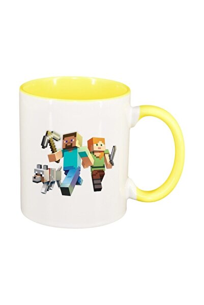 INOVATIX Cana alba personalizata, Minecraft, interior galben, D1468, INOVATIX...