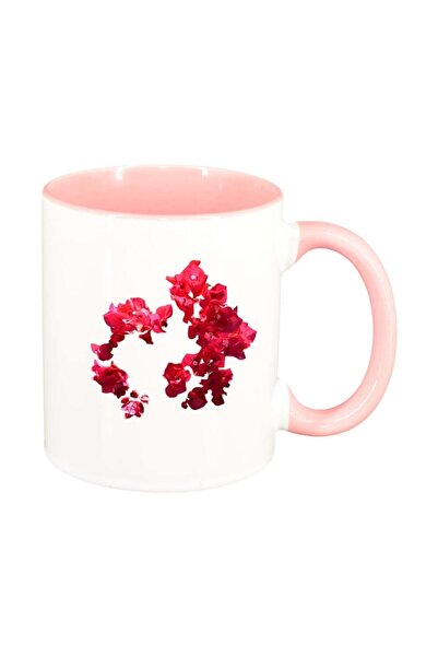 INOVATIX Cana alba personalizata, Floare, interior roz, D247, INOVATIX®. 330ml