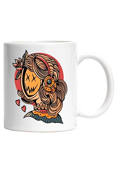 INOVATIX Cana alba personalizata, Masca, Fata, Bentita, Inimi, Cerc, Floare, Abstract, INOVATIX®. 330ml