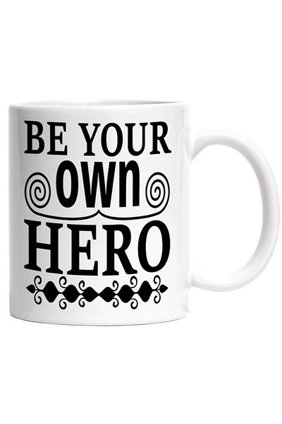 INOVATIX Personalized white mug, message that urges you to be your own hero, INOVATIX®. 330ml