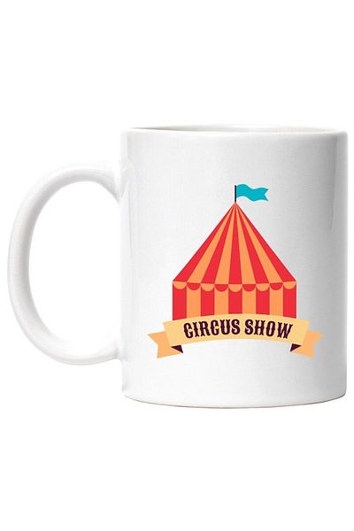INOVATIX Personalized white mug, Message in English Circus Show, Circus, Tent, Flag, INOVATIX®. 330ml