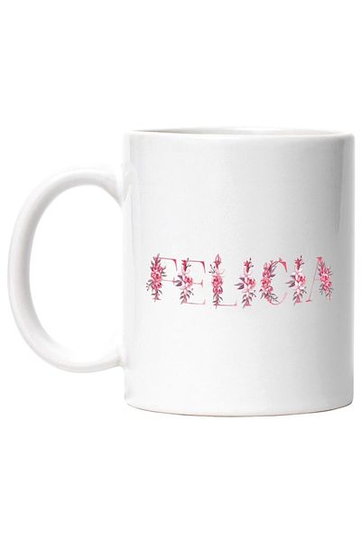 INOVATIX Personalized white mug, Name Felicia, Floral, Colorful, Creative, Beautiful, Unique, INOVATIX®. 330ml