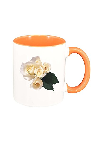 INOVATIX Cana alba personalizata, Rose, interior portocaliu, D360, INOVATIX®....