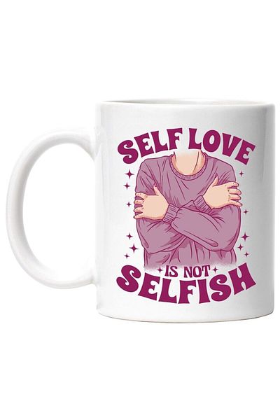 INOVATIX Personalized white mug, Message in English Self Love Is Not Selfish, Hug, INOVATIX®. 330ml
