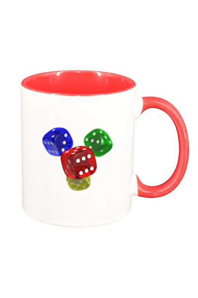 INOVATIX Cana alba personalizata, Dice, interior rosu, D278, INOVATIX®. 330ml