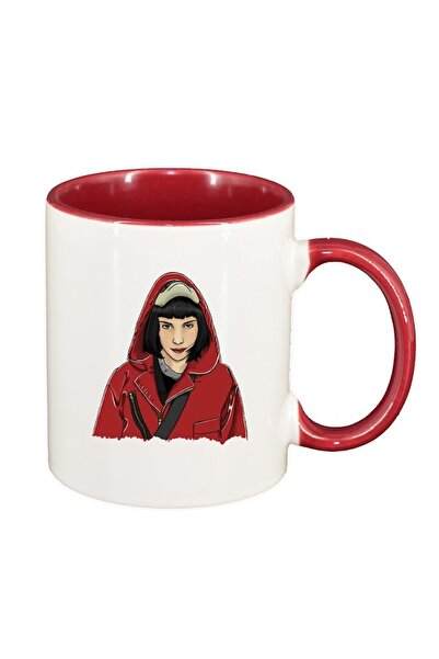 INOVATIX Персонализирана бяла чаша, La Casa De Papel, тъмночервена вътрешност...