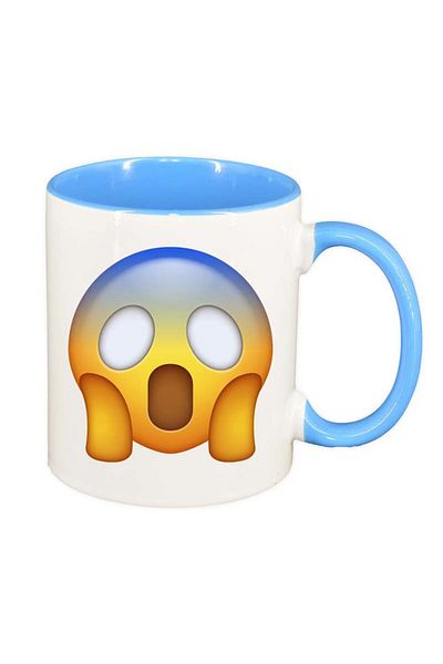 INOVATIX Personalized white mug, Emoji WooW, blue interior, D32, INOVATIX®. 330ml