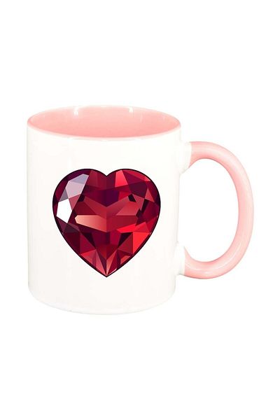 INOVATIX Personalized white mug, Love, pink interior, D382, INOVATIX®. 330ml