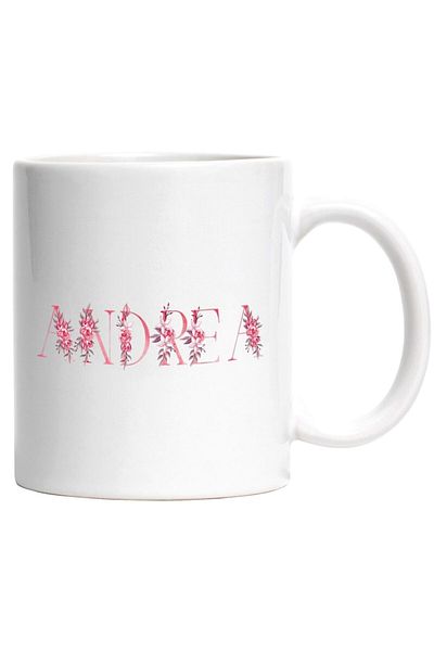 INOVATIX Personalized white mug, Name Andrea, Floral, Colorful, Creative, Beautiful, Unique, INOVATIX®. 330ml