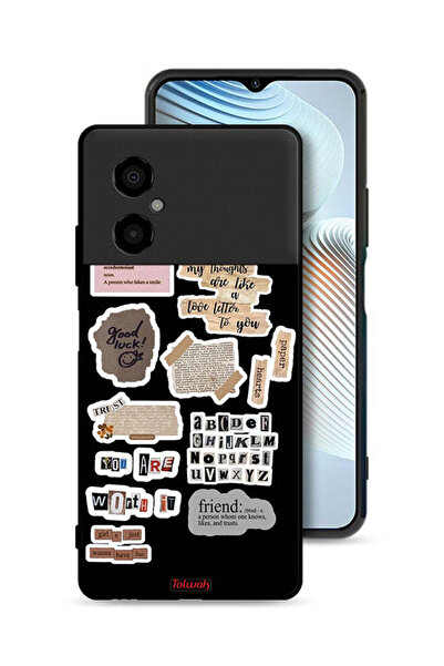 Tolwak غطاء حماية لهاتف Xiaomi Poco M4 5G بملصقات اقتباسات الحظ السعيد