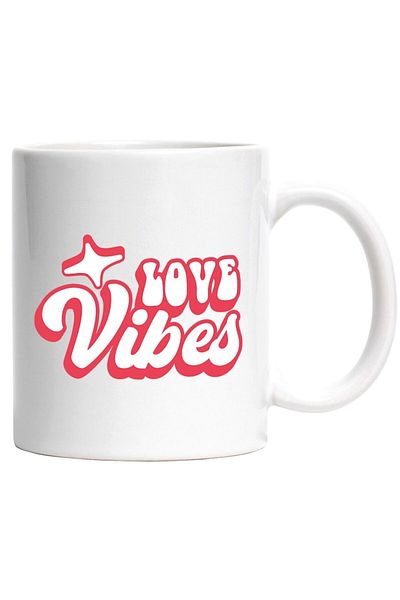 INOVATIX Personalized white mug, English text Love vibes - love vibrations, INOVATIX®. 330ml