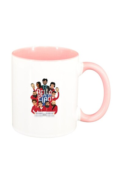 INOVATIX Εξατομικευμένη λευκή κούπα, La casa de papel, ροζ εσωτερικό, D1503, ...