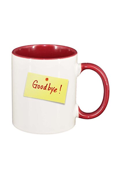 INOVATIX Cana alba personalizata, Goodbye, interior rosu, D387, INOVATIX®. 330ml