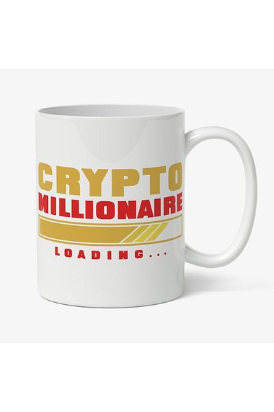 INOVATIX Cana alba personalizata, Crypto Millionaire Loading,, Galben, Rosu, Alb, Albastru, INOVATIX®. 330ml