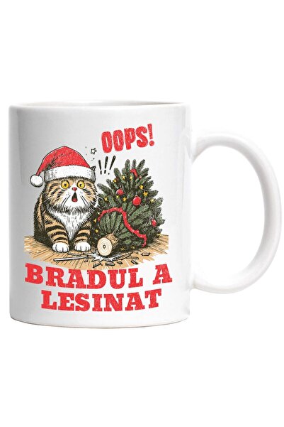 INOVATIX Cana alba personalizata, Grasa Cu Caciula Mos craciun Oops Bradul A ...