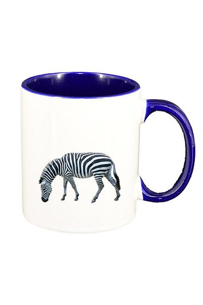 INOVATIX Cana alba personalizata, Zebra, interior albastru inchis, D204, INOVATIX®. 330ml