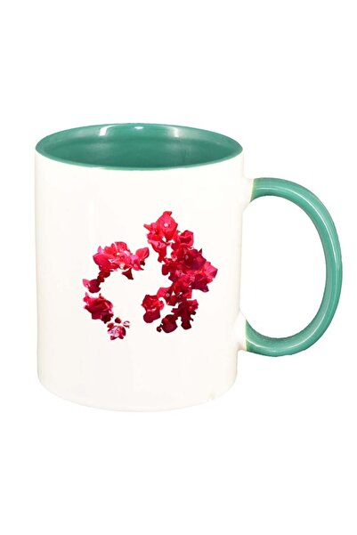 INOVATIX Cana alba personalizata, Floare, interior verde, D247, INOVATIX®. 330ml