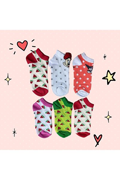 Forever Kız Çocuk 6'lı Karışık Desenli Pamuklu Patik Çorap Paketi