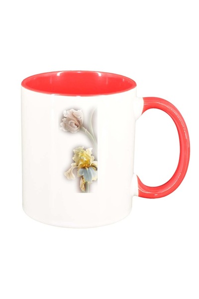 INOVATIX Персонализирана бяла чаша, Цвете, червена вътрешност, D254, INOVATIX...