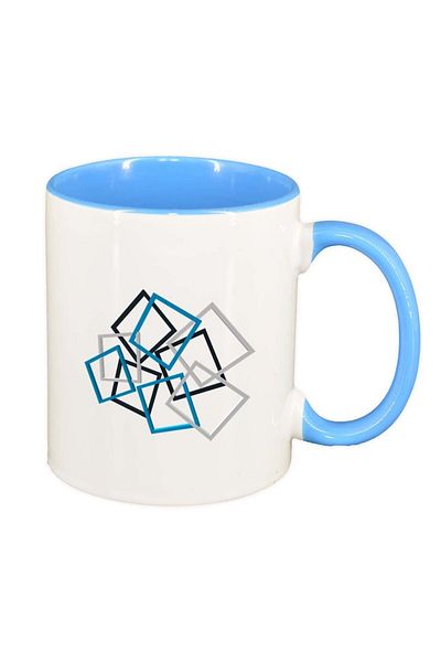 INOVATIX Personalized white mug, Shapes, blue interior, D209, INOVATIX®. 330ml