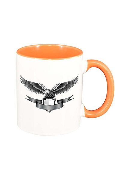 INOVATIX Personalized white mug, Eagle, orange interior, D301, INOVATIX®. 330ml