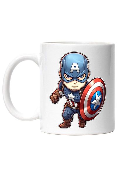 INOVATIX Personalized white mug, Superheroes, Captain America, Shield, Marvel, Avengers, INOVATIX®. 330ml