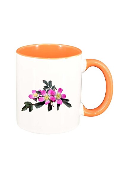 INOVATIX Cana alba personalizata, Flori, interior portocaliu, D966, INOVATIX®. 330ml