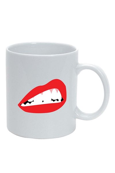 INOVATIX Personalized white mug, Red Lips, white, D1020, INOVATIX®. 330ml