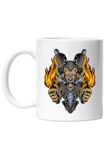 INOVATIX Personalized white mug, Gorilla, Mecha, Robot, Flames, Dynamite, Cables, INOVATIX®. 330ml