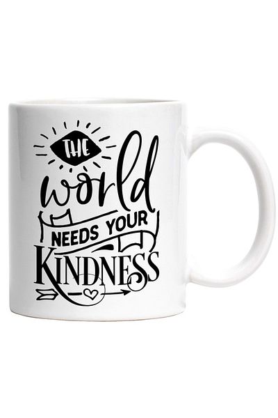 INOVATIX Personalized white mug, heart and the message The world needs your kindness, INOVATIX®. 330ml