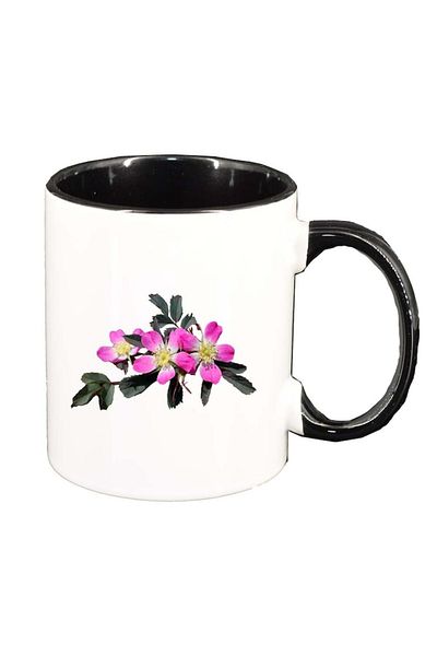 INOVATIX Personalized white mug, Flowers, black interior, D966, INOVATIX®. 330ml